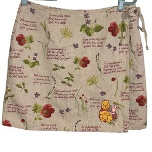 The Disney Store Winnie the Pooh Wrap Skirt Y2K Linen Blend Women’s Size Large